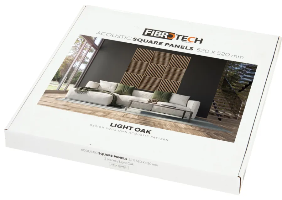 Takpanel|Akustikkpanel^Fibrotech Akustikkpanel Square 22 x 520 x 520 mm 2-pk. Light Oak