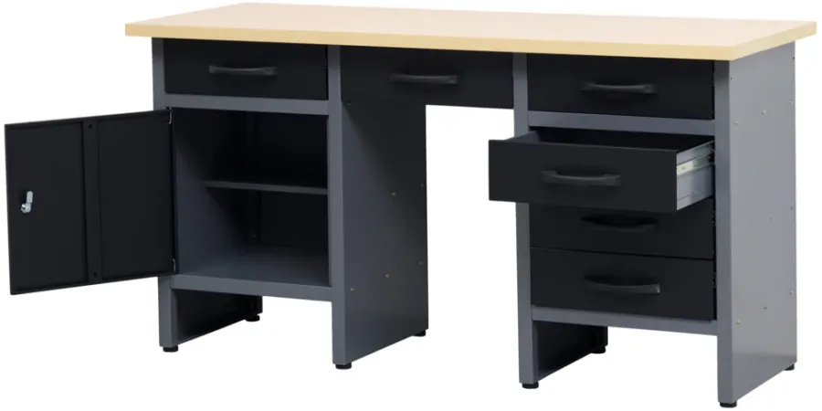 Arbeidsbord & Reoler^ Arbeidsbenk med skap/skuffer 160 x 60 x 85 cm