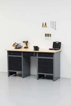 Arbeidsbord & Reoler^ Arbeidsbenk med skap/skuffer 160 x 60 x 85 cm