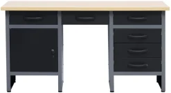 Arbeidsbord & Reoler^ Arbeidsbenk med skap/skuffer 160 x 60 x 85 cm