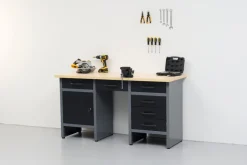 Arbeidsbord & Reoler^ Arbeidsbenk med skap/skuffer 160 x 60 x 85 cm