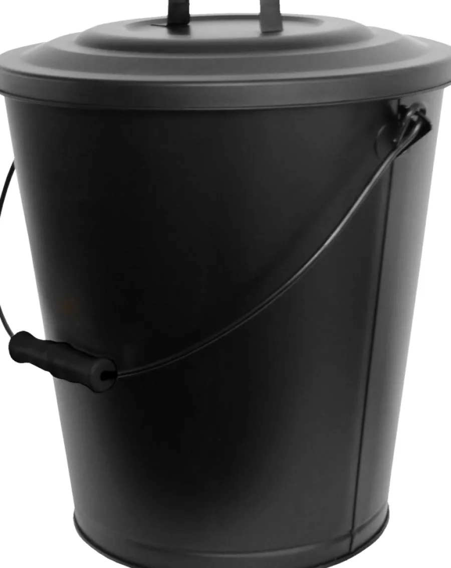 Tilbehør Til Vedovner^Glöd Askebøtte m/ lokk coated stål 26 liter