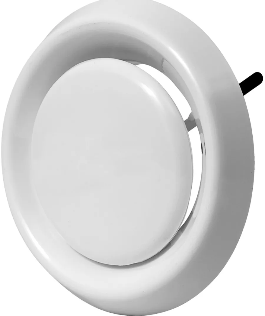 Ventilasjon^ Avtrekksventil Ø100 mm m/lokk Hvit