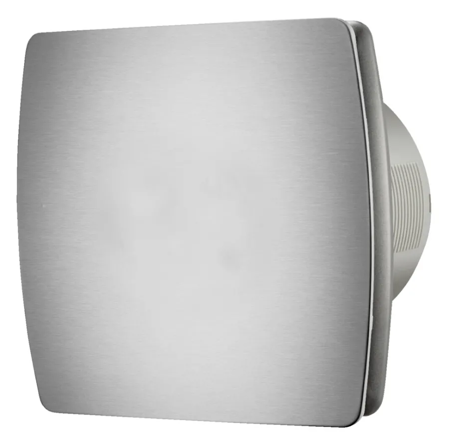 Ventilasjon^Grad Baderomsvifte stål m/hygrostat og timer -
