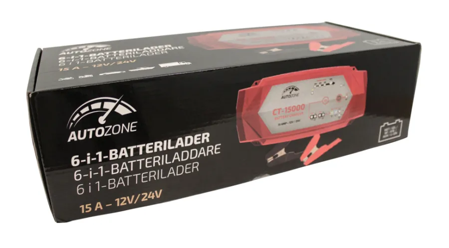 Bilbatterier, El-Ladere & Ladekabler^Autozone Batterilader 7,5-15 A/12-24 V -