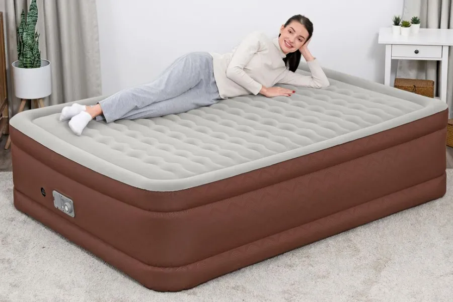 Luftmadrasser & Pumper^Bestway AlwayzAire Fortech luftmadrass 203 x 152 cm Brun med mønster