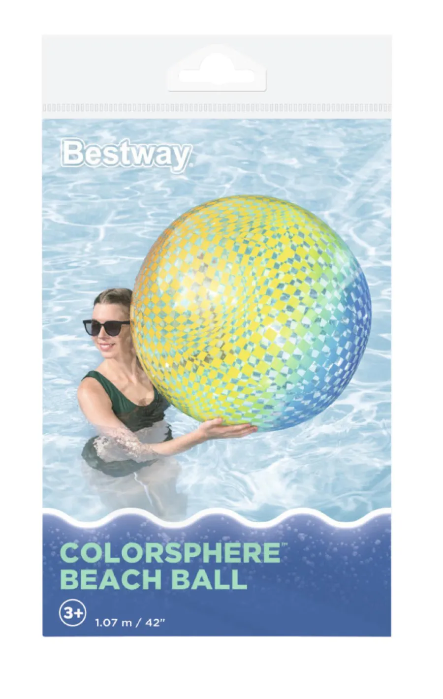 Strand- & Badeleker^Bestway Colorsphere badeball Ø107 cm Transparent med flerfarget mønster
