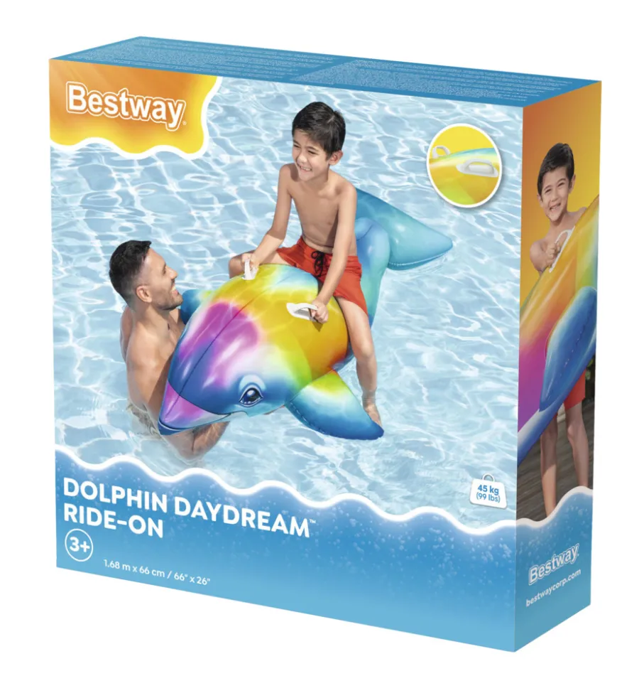 Strand- & Badeleker^Bestway Dolphin Daydream badeleke 168 x 66 cm Flerfarget