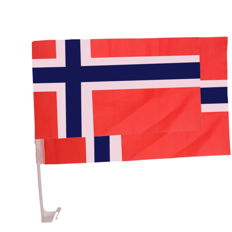 Supporterutstyr|Flagg & Tilbehør Til Flaggstang^ Bilflagg med norsk flagg 30 x 45 cm - 2-pk.