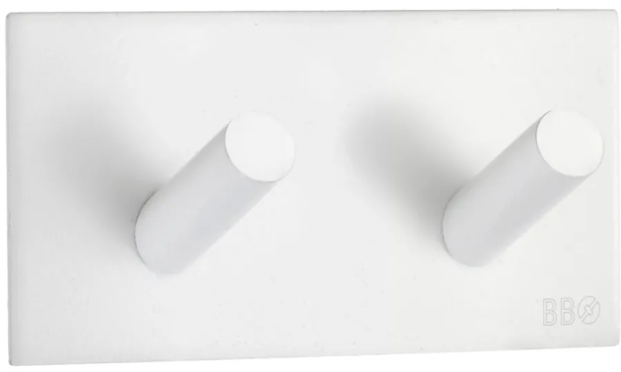 Håndkleholdere|Knagger & Knaggrekker^Beslagsboden Dobbel krok selvklebende 90 mm - hvit