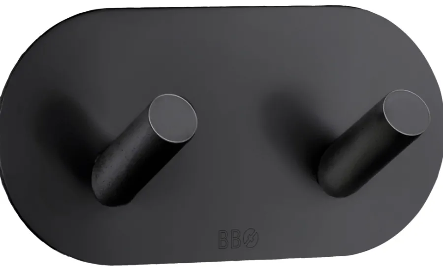 Håndkleholdere|Knagger & Knaggrekker^Beslagsboden Dobbel krok selvklebende 96 mm - matt svart