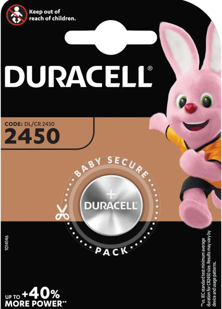 Knappcellebatterier^Duracell knappcellebatteri 2450 1-pk.