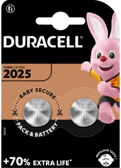 Knappcellebatterier^Duracell knappcellebatteri 2025 2-pk.