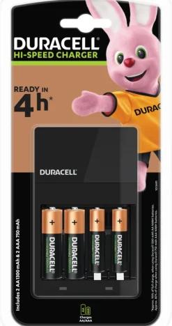 Oppladbare Batterier^Duracell lader til AA- og AAA-batterier