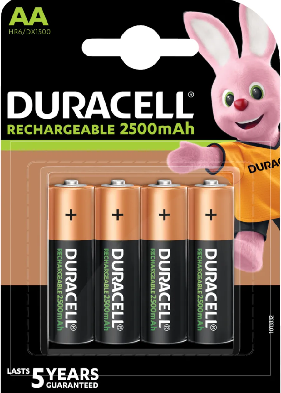 Oppladbare Batterier^Duracell oppladbare batterier AA 4-pk.