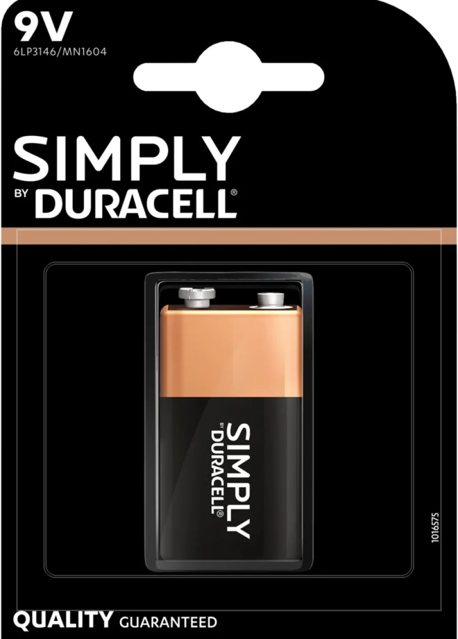 Batterier^Duracell Plus 9 V alkalisk batteri 1-pk.