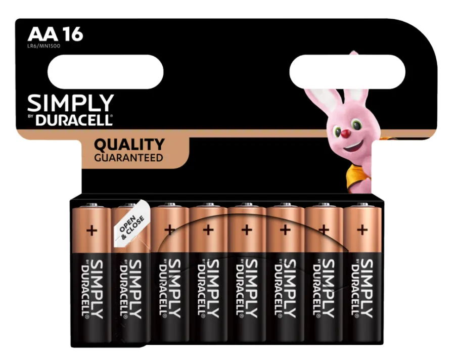 Batterier^Duracell Simply AA-batteri 16-pk.