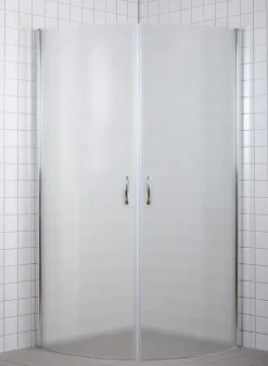 Dusjkabinett^ Dusjhjørne m/buede dører i frostet glass 90 x 90 x 190 cm