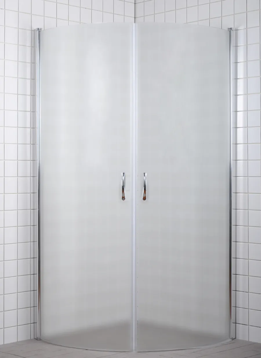 Dusjkabinett^ Dusjhjørne m/buede dører i frostet glass 90 x 90 x 190 cm