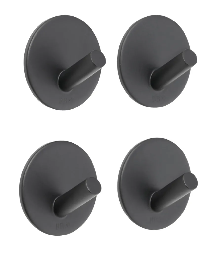 Knagger & Knaggrekker|Tilbehør Til Badet^Beslagsboden Enkel krok Ø30 mm 4-pk. - matt svart