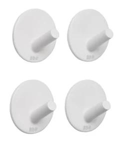Knagger & Knaggrekker|Tilbehør Til Badet^Beslagsboden Enkel krok selvklebende Ø30 mm 4-pk. - hvit