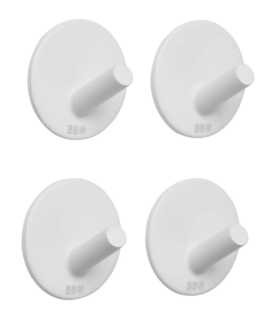 Knagger & Knaggrekker|Tilbehør Til Badet^Beslagsboden Enkel krok selvklebende Ø30 mm 4-pk. - hvit