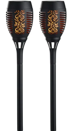 Lys & Hagedekorasjoner|Solcellelamper^Garden Fakler med solceller Ø9 x H58 cm 2-pk. - ® Svart