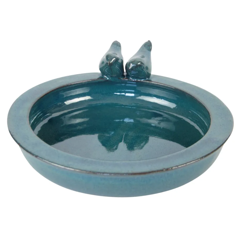 Fuglefrø & -Hus^Gardenlife Bird Fuglebad keramikk Ø32,1 cm Petroleum