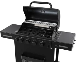 Gassgrill^Grillexpert Gassgrill med 4 brennere og bakbrenner – Svart