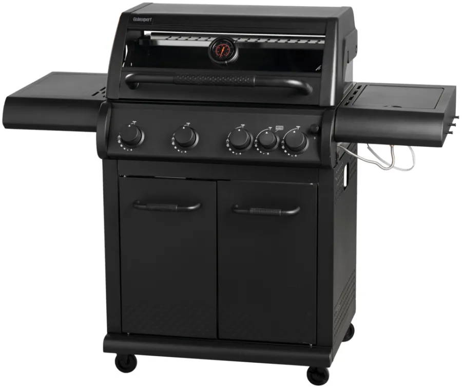 Gassgrill^Grillexpert Gassgrill med 4 brennere og sidebrennere – Svart