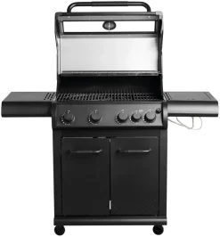Gassgrill^Grillexpert Gassgrill med 4 brennere og sidebrennere – Svart