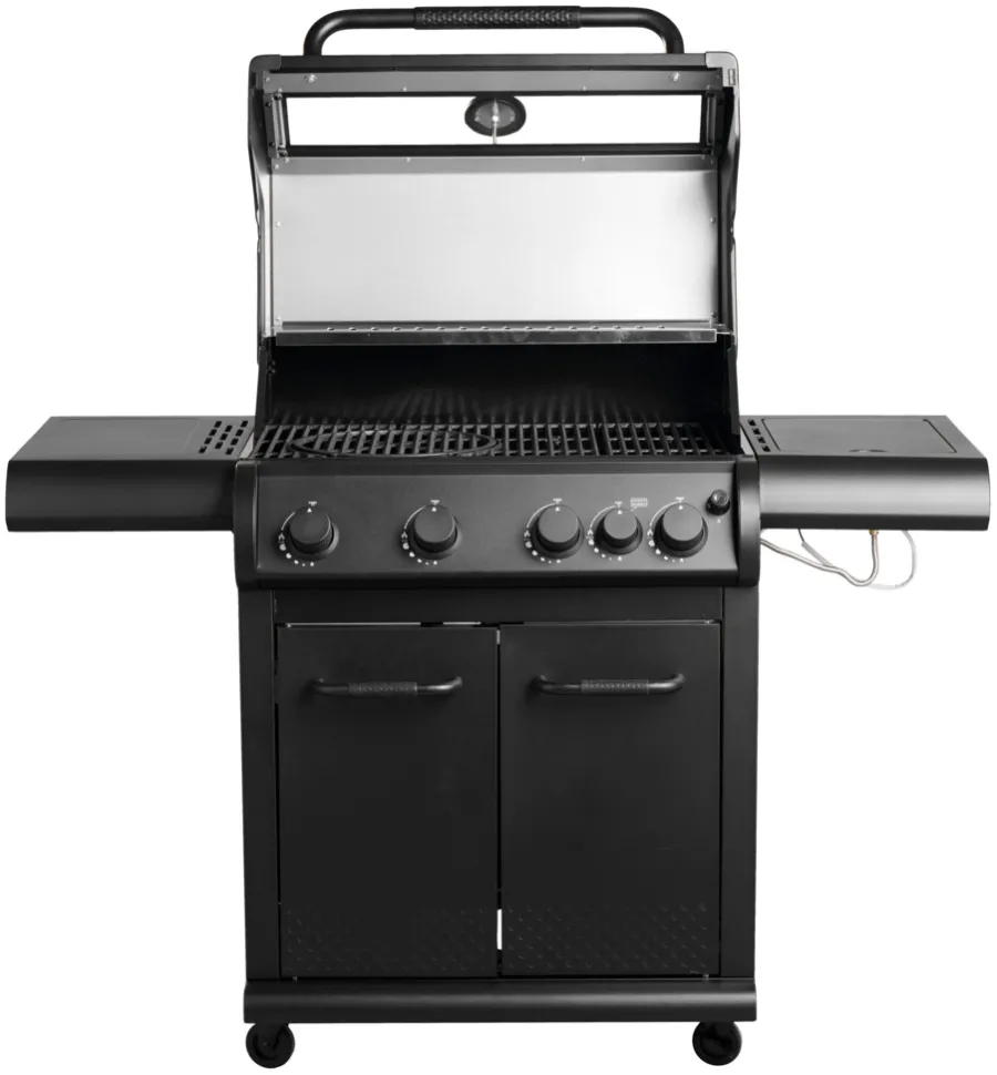 Gassgrill^Grillexpert Gassgrill med 4 brennere og sidebrennere – Svart