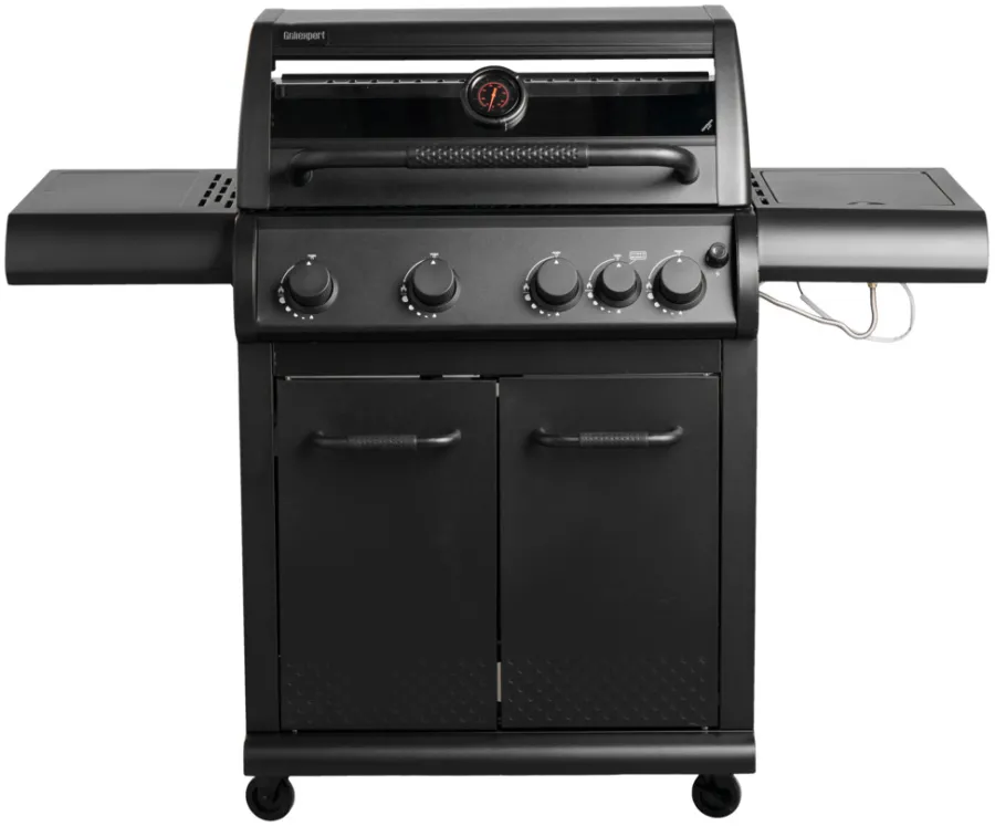 Gassgrill^Grillexpert Gassgrill med 4 brennere og sidebrennere – Svart
