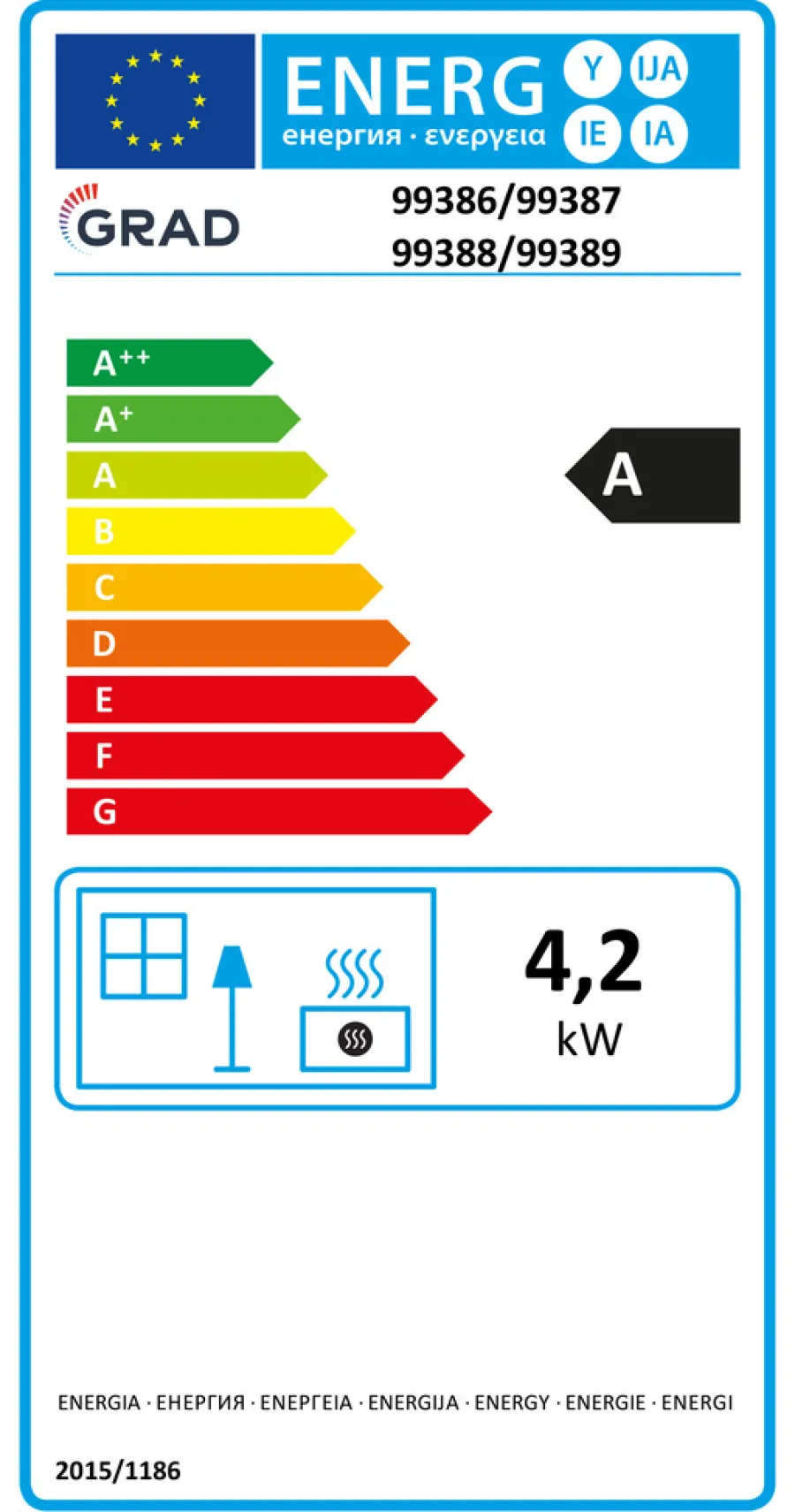 Gass- & Parafinovner^Grad Gassovn 4,2 kW - Koksgrå med kromrist