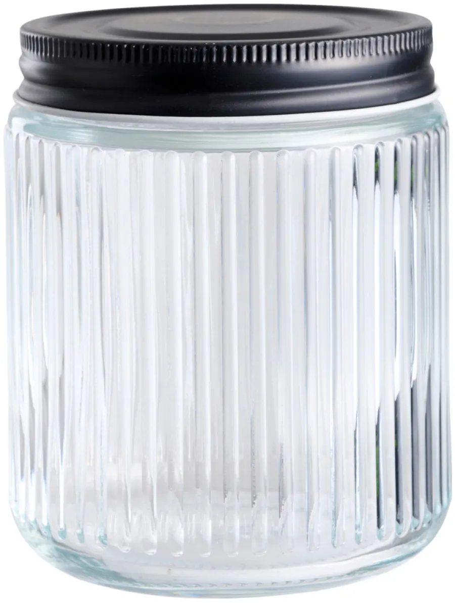 Oppbevaringsglass^DAY Glasskrukke riflet m/skrulokk 0,5 liter -