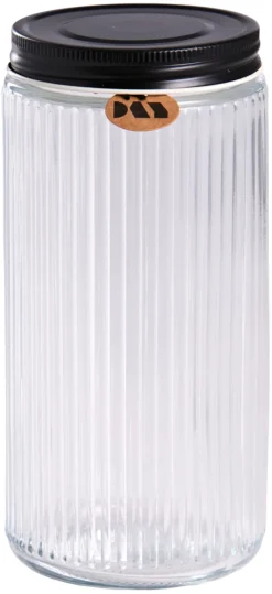 Oppbevaringsglass^DAY Glasskrukke riflet m/skrulokk 0,9 liter -