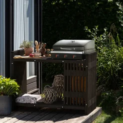 Grilltilbehør|Hagebord^ Grillbord svart 123 x 57,5 x 93 cm
