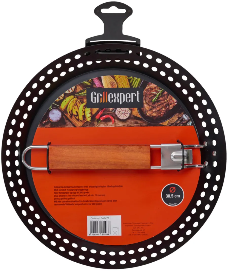 Grilltilbehør^Grillexpert Grillpanne 30,5 cm m/avtagbart håndtak -