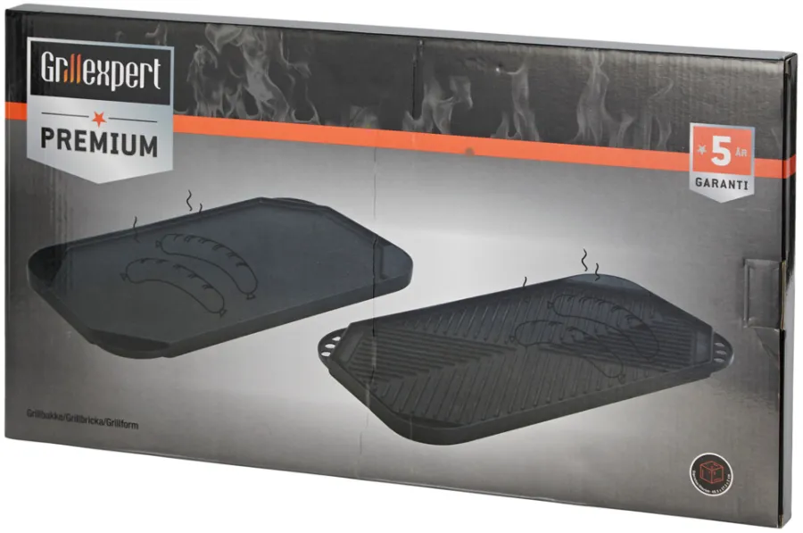 Grilltilbehør^Grillexpert Grillplate helstøpt 49,5 x 27,3 cm - Grillekspert Premium