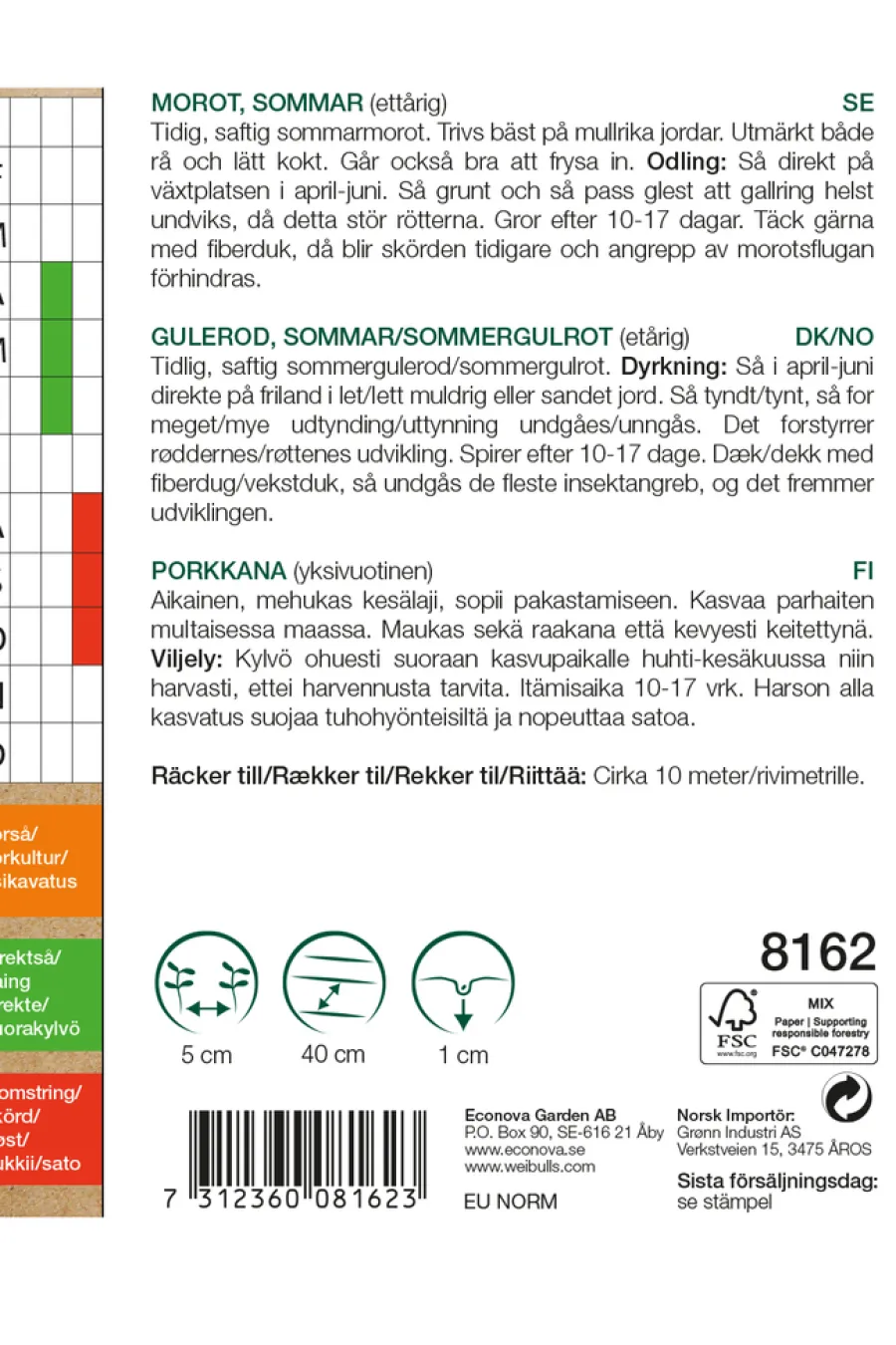 Økologiske Frø^Weibulls Gulrot, sommer økologisk - Nantaise 2