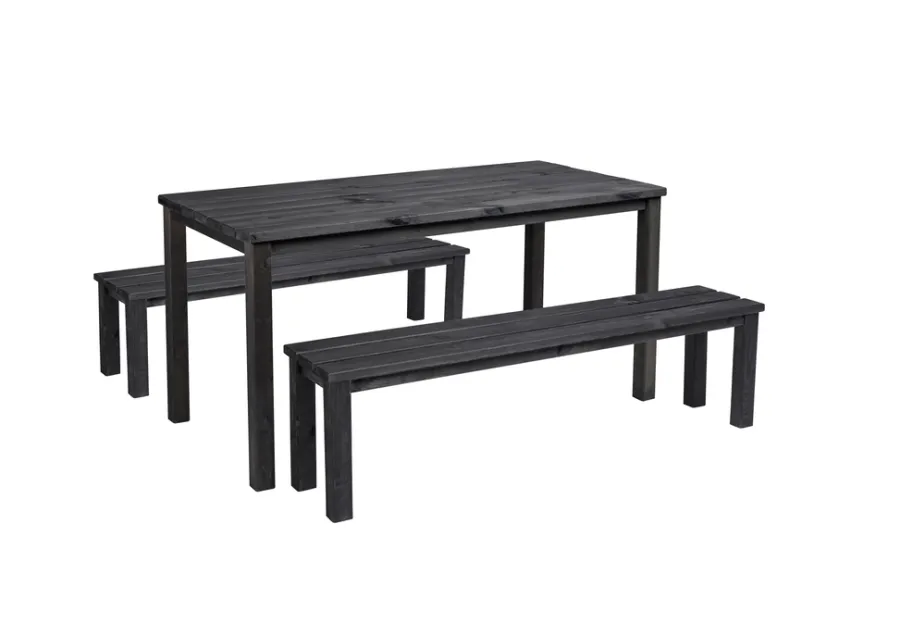 Sesongavslutning|Hagebenker^ Hagebenk 150 x 33 x 42 cm i svart grunnmalt furutre