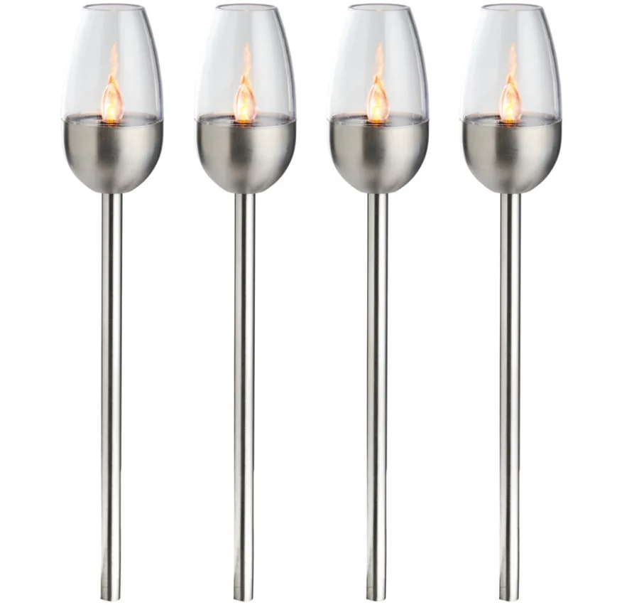 Solcellelamper^Garden Hagefakler med solceller 38 cm 4-pk. - ® Metallfarget