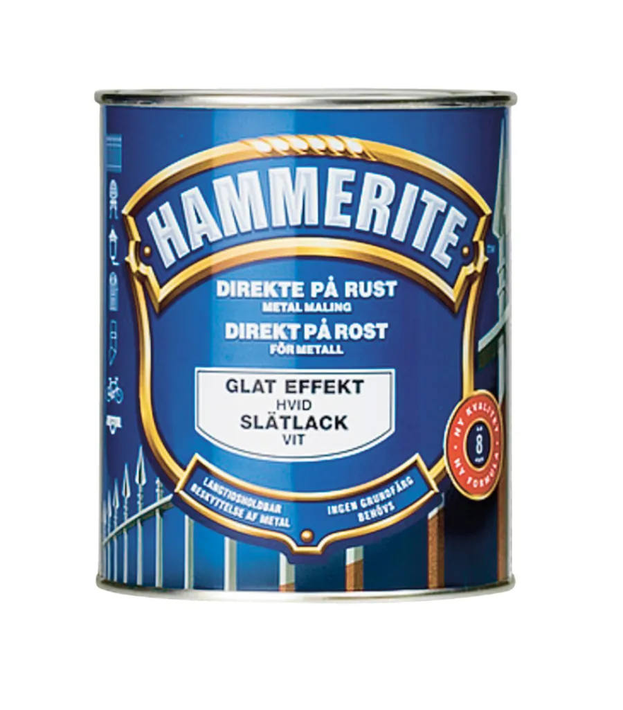 Metallmaling Utendørs|Tre- Og Metallmaling^Hammerite metallmaling glatt effekt 750 ml Hvit