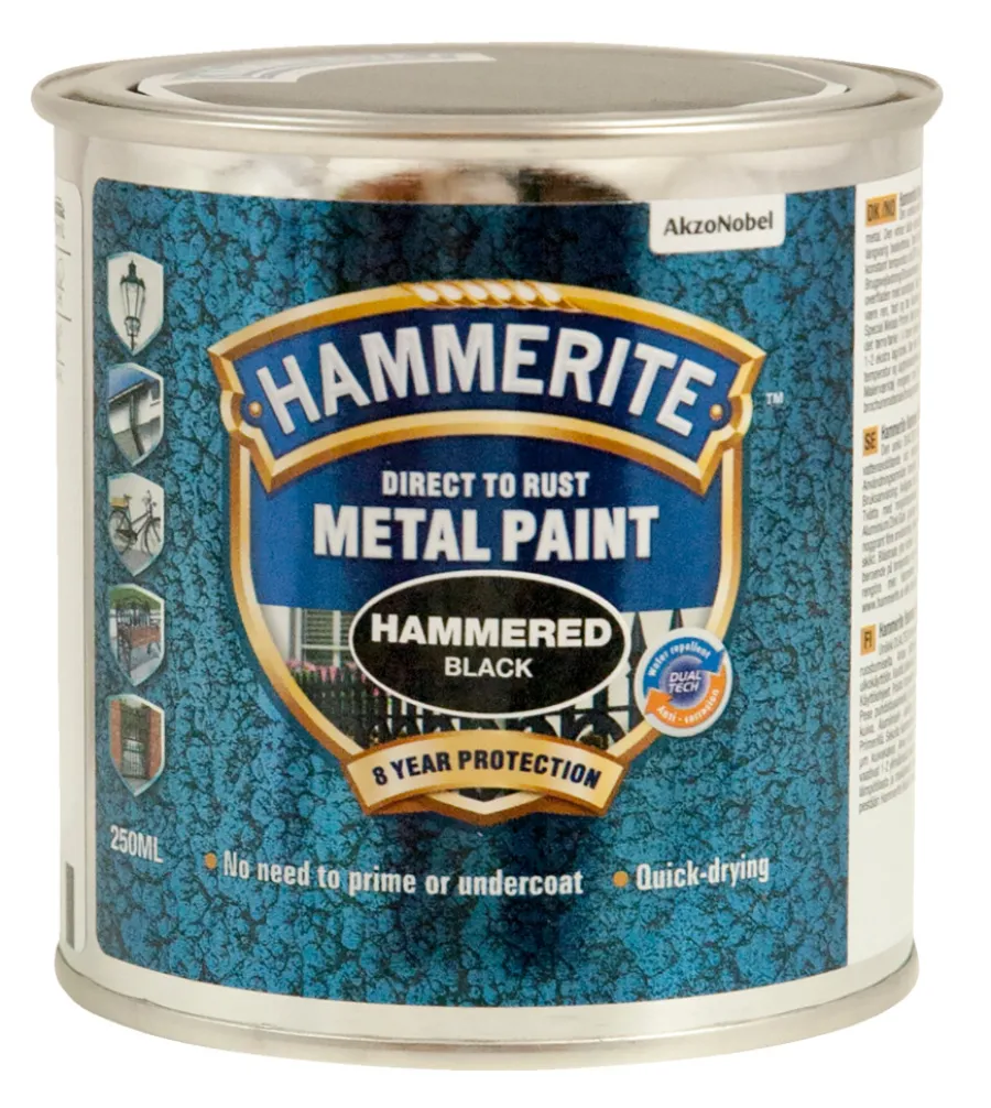 Metallmaling Utendørs|Tre- Og Metallmaling^Hammerite metallmaling hammereffekt 250 ml Svart