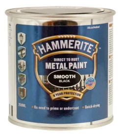 Metallmaling Utendørs|Tre- Og Metallmaling^Hammerite metallmaling glatt effekt 250 ml Svart