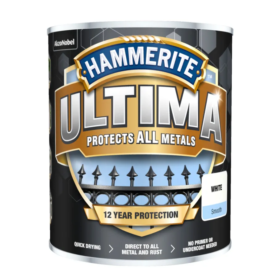 Metallmaling Utendørs|Tre- Og Metallmaling^Hammerite Ultima metallmaling 750 ml Hvit