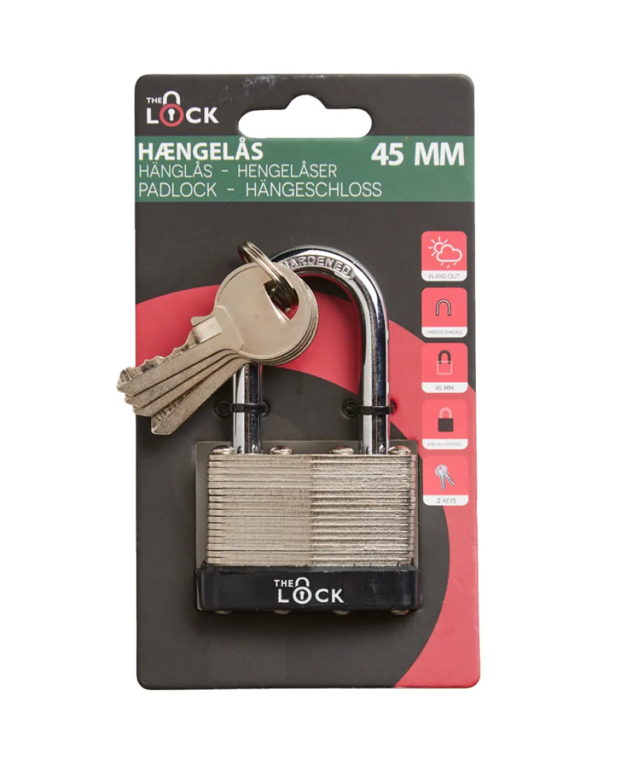 Hengelåser^The Lock Hengelås Heavy Duty med fire nøkler 45 mm Sølv
