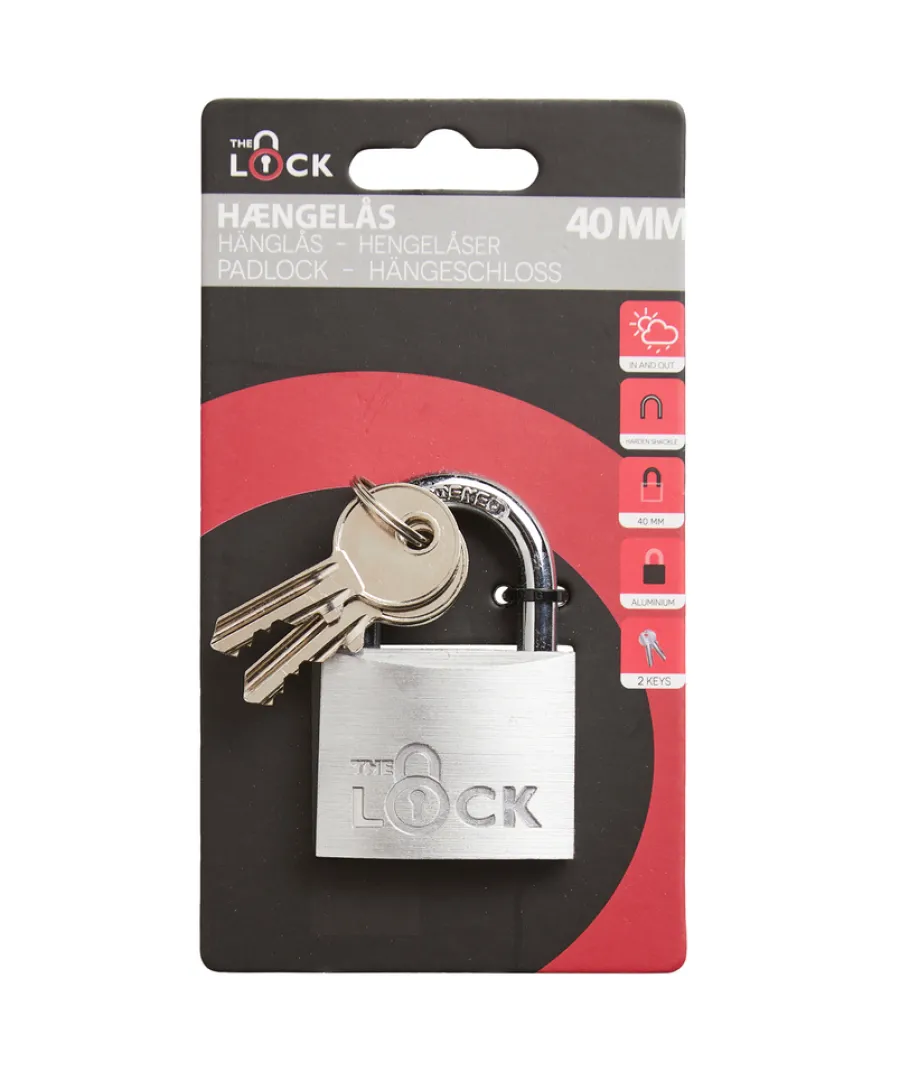 Hengelåser^The Lock Hengelås med to nøkler 40 mm aluminium Sølv