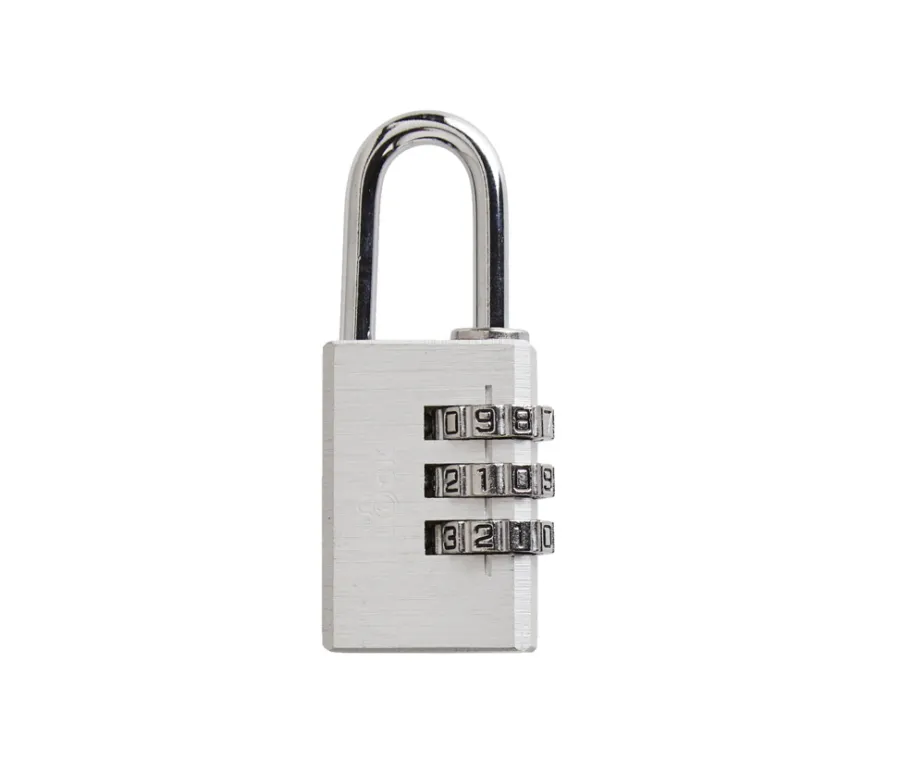 Hengelåser^The Lock Hengelås m/kode 30 mm aluminium Sølv