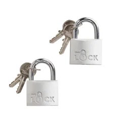 Hengelåser^The Lock Hengelås m/to nøkler 40 mm aluminium - 2-pk. Sølv